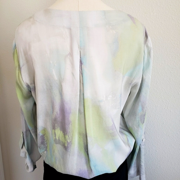 B NEW YORK Paint Splash Long Sleeve Pastel V-Neck Tunic Top--NWT--M - Picture 10 of 15